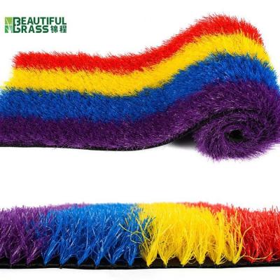 China Fire Resistant Rainbow Artificial Grass Soccer Turf Customized Size for sale