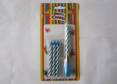 China Blue Striped Birthday Musical Candle Singing Song For Christmas Party Decorations for sale