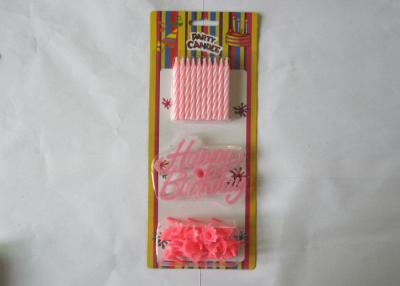 China SGS Pink Spiral Striped Candle / Birthday Party Art Candles With Holders for sale