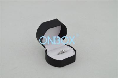 China Single Finger Ring Modern Jewelry Box In Luxury Black Touch Paper With White Suede Lining for sale