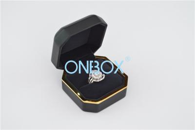 China Luxury Leather Jewelry Boxes For Single Finger Ring With LED , Light Box Display Box for sale