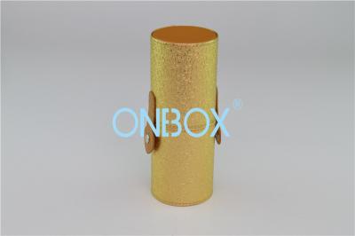 China Emboss Makeup Brush Cardboard Cylinder Tube In Gold Leather  Snap Buckle Closing for sale