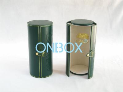 China PU leather Cylinder Wine Box  for sale