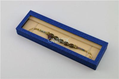 China Blue PU Leather Jewelry Boxes With Transparent PVC Window On Lid for sale