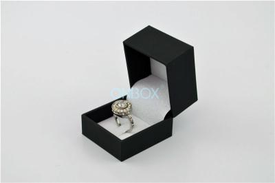 China Simple Luxury Jewellery Packaging Boxes Black Matt Touch Paper External for sale