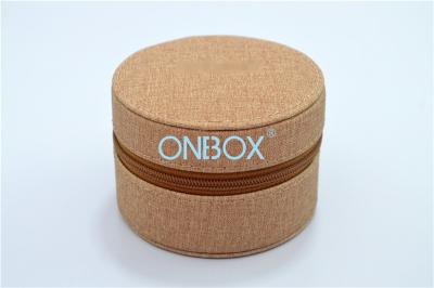 China Zippered Tube Shape Leather Jewelry Boxes Dia 82x60mm for sale