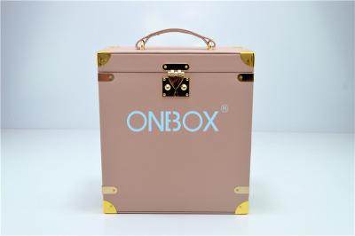 China Gold Metal Lock PU Luxury Jewelry Case Pink Customized Insert For Travel for sale