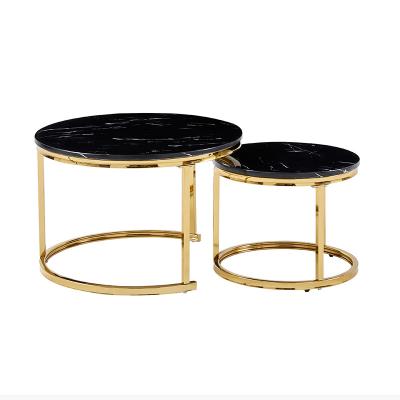 China Round Slate Top Custom Coffee Tables Stainless Steel  Easy Clean for sale