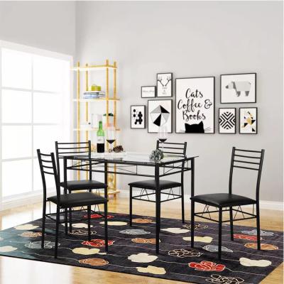 China ODM Home Furniture Dining Room Sets Rectangle Glass Dining Table And 4 Chairs Set for sale