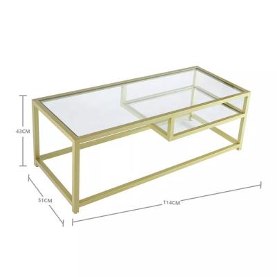中国 レトロの緩和されたガラス テーブルの金属の足の家の家具の長方形の形 販売のため