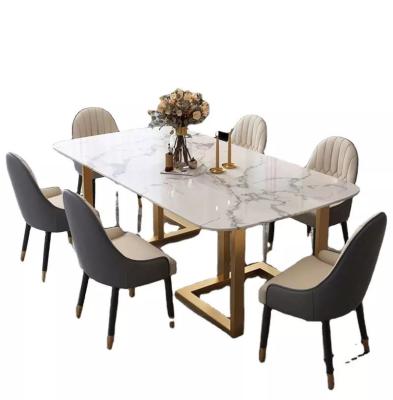 China Square Faux Marble Dining Table 6 Chairs Light Luxury Style For Home Furniture for sale