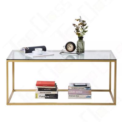China Gold Tempered Glass Table 220*120*75cm Home Goods Coffee Tables for sale