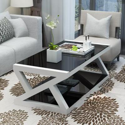 China Rectangle Metal Tempered Glass Table Home Office Coffee Table ISO 9001 for sale