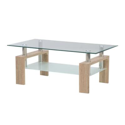 China Nordic Modern Rectangular Large Glass Top Coffee Table Streamlined Design OEM for sale