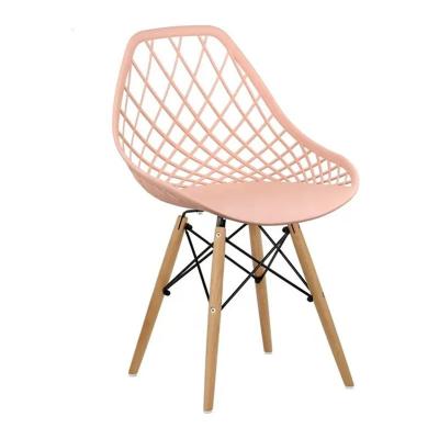 China Italian Design Pp Plastic Metal Frame Dining Chair And Wooden Leg for sale