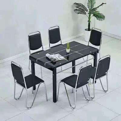 China Luxury Black Finish Marble Dining Table And Chairs Table Top Dining Room Home Furniture for sale