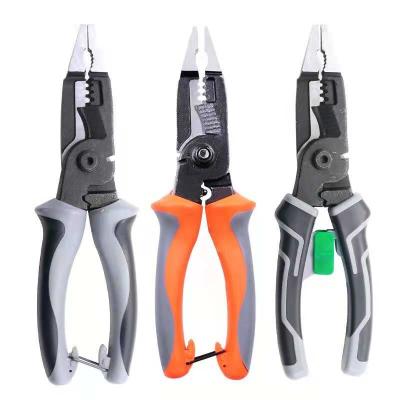 China Six in one electrical pliers, 8 inches, 205mm, duck bill type, 373g, PPR handle, tool steel, stripping diameter 1.0-2.6 for sale