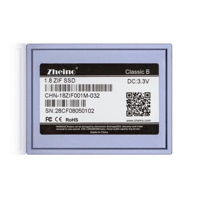China Sustained Read 90 MB/s 1.8 ZIF SSD 32GB RoHS FCC Capacity 32GB 3 Year Warranty for sale