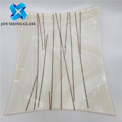 China Fabric Wire Mesh Laminated Glass 3mm - 19mm Safety Tempered Art Glass for sale