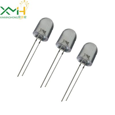China Ultra bright 10mm round Transparent without edge long legs 3.4V 520-525nm 12000-15000mcd Pure Green through hole led for sale
