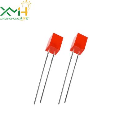China Through Hole Red Light Diffused Led Square Indicator 2.2V 80mcd 620-625nm Rectangular for sale