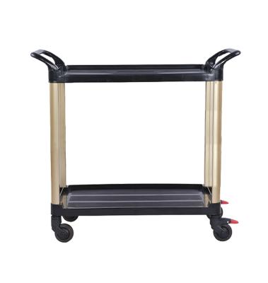 China Robust Dinning Catering Foldable Cart Trolley 120KG SILENT 2 Tier Platform Trolley for sale
