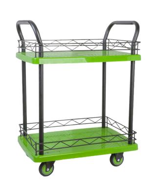 China Double Handrail Guardrails 2 Tier Rolling Cart Silent With wear resistant casters for sale