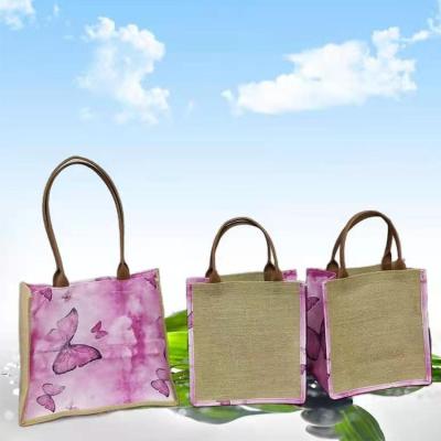 China Fashion Resuable Handheld Shopping Bag Casual 100% Jute Tote Bags for sale