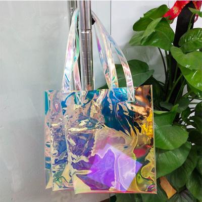 China Hasp Closure Handheld Shopping Bag waterproof Holographic PVC Bag for sale