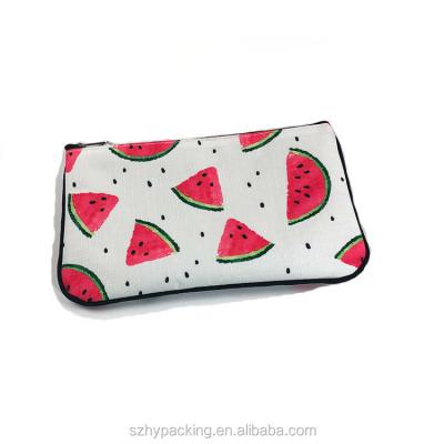 China Polyester 210D Flat Cosmetic Makeup Bag Heat Transfer Printing for sale