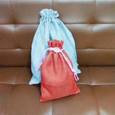 China Jute Linen Cosmetic Drawstring Bags for sale