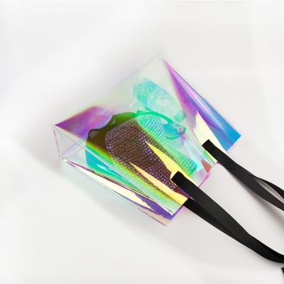 China Do saco holográfico do arti'culo de tocador da composição da forma bolsas claras multifuncionais do PVC à venda