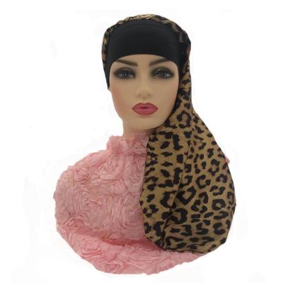 China Polyester Spandex Sleeping Hair Bonnets 21*70CM Satin Night Hair Wrap for sale