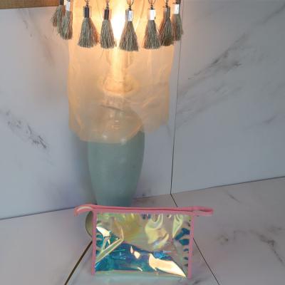 China Transparent Pink PVC Hologram Makeup Bag 25*15* 5cm For Shopping Sport for sale