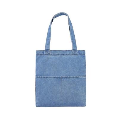 China Lona personalizada Tote Bags do algodão das calças de brim 35*38cm com bolsos à venda
