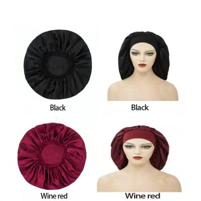 China 36cm Diameter Satin Lined Silk Sleep Cap For Curly Hair for sale