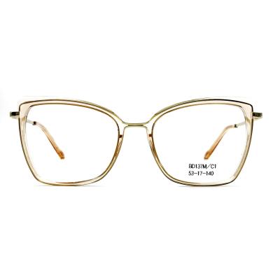 China BD137M Vintage Square Womens Acetate Metal Glasses Customized color for sale