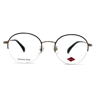 China FM3230 Semi Rimless Round Optical Metal Frames in Stainless Steel for sale