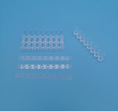 China Transparent 0.2 Ml 8 Tube PCR Strips Single Microcentrifuge Tube for sale