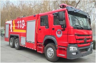 China HOWO 10 Wheeled Heavy Duty Fire Truck Red Color With 15000L Foam Tank for sale