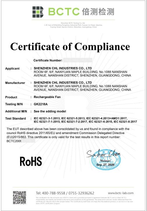 ROHS - Shenzhen CHL Industries Co., Ltd.