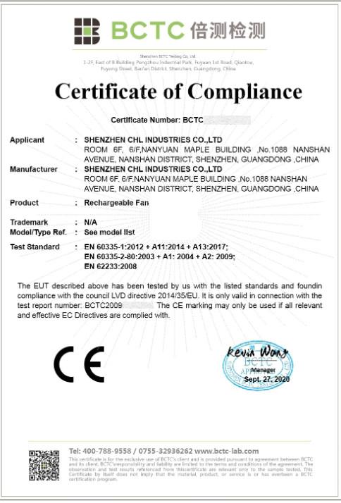 CE - Shenzhen CHL Industries Co., Ltd.