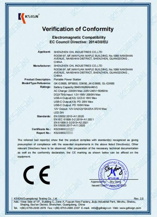 CE - Shenzhen CHL Industries Co., Ltd.