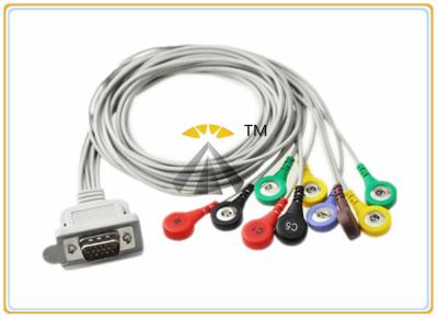 China Gray 10 Lead ECG Electrode Cable Holter DMS 300 Series With Leadwires Snap IEC for sale