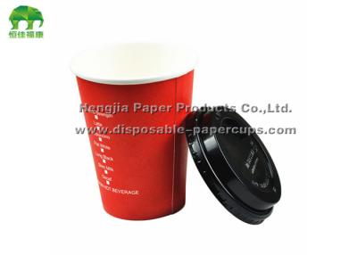 China 250ml Costa Coffee / Cold Drink Paper Cups Red With Flexo / Offset Printing for sale