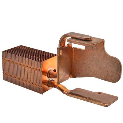China Pure Copper Heat Pipe Radiator Heat Sink With Buckle Fin Anti Oxidation for sale