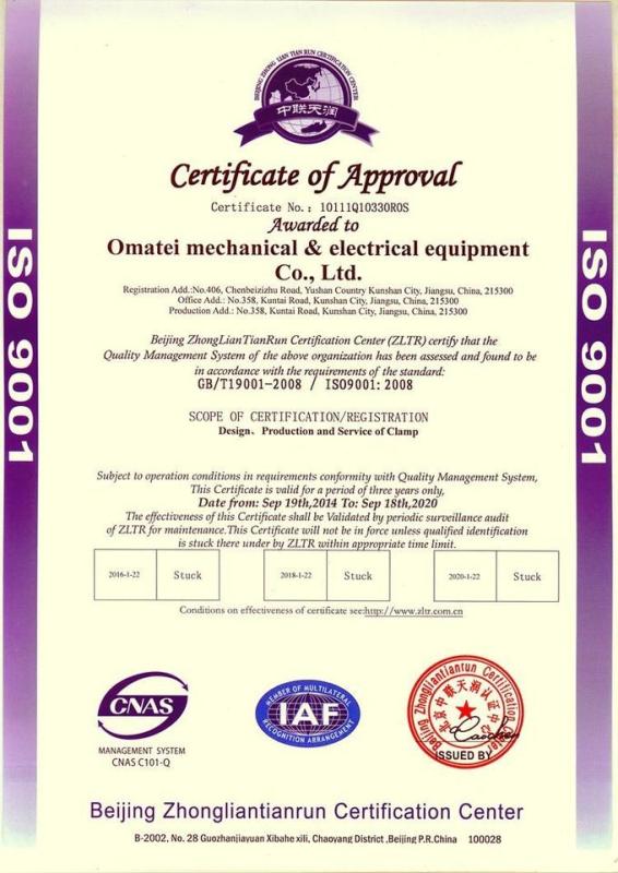ISO 9001 - Omatei Mechanical And Electrical Equipment Co., Ltd