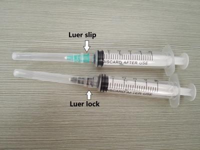 Chine 0.2ml 0.5ml 2ml Luer Lock Luer Slip seringues en deux parties avec piston transparent blanc à vendre
