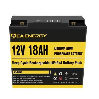 China 12V 18Ah 5000+ Deep Cycle LiFePO4 Battery With Built In 20A BMS for sale
