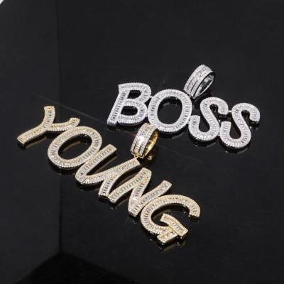 China Custom Hiphop Name Wand Letters Iced Out Zircon Hip Hop Jewelry Charms Pendants Necklaces Chains Mens With Gold Silver for sale